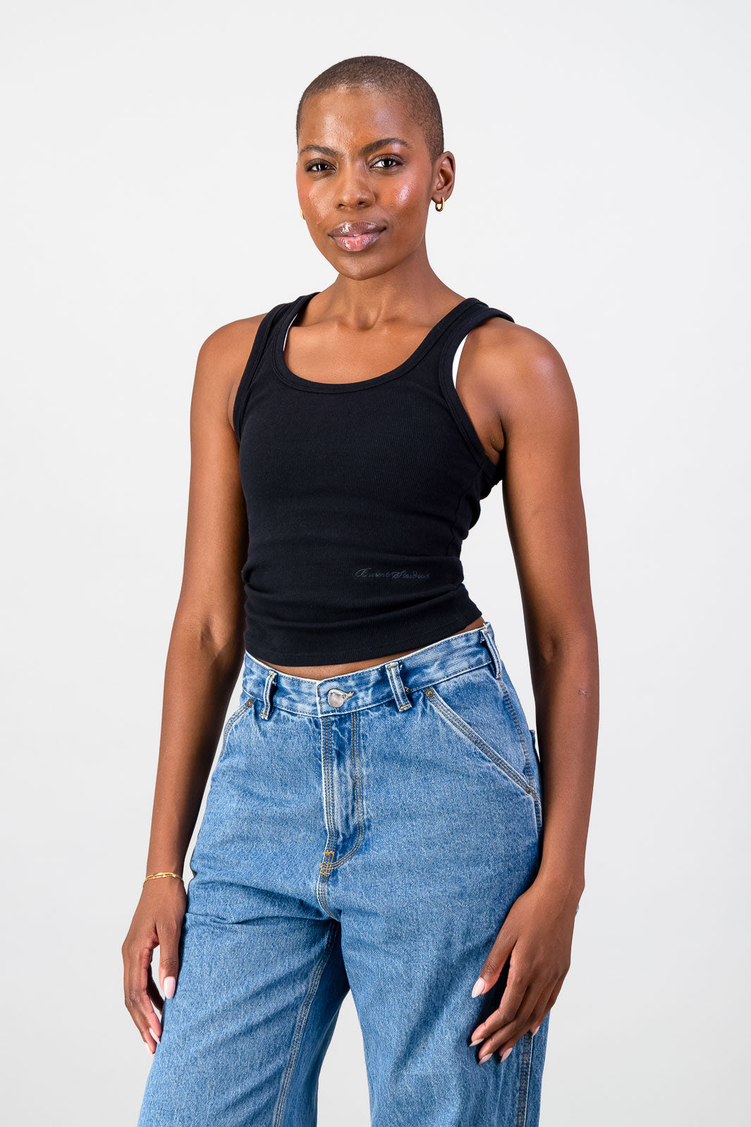 トップス BEEDEN EYELET BACK PRINT TANK Black The Eyelet Tank. -- Black – The Great.