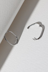 Thin Oval Hoops - Silver