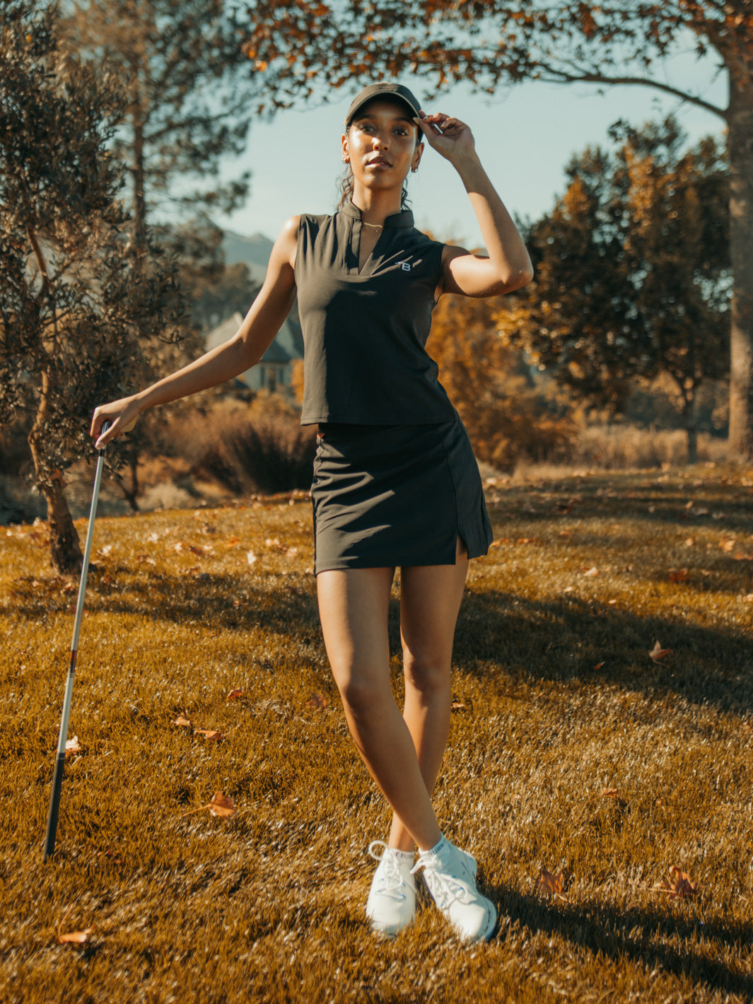 Womens Golf Sleeveless Polo - Black
