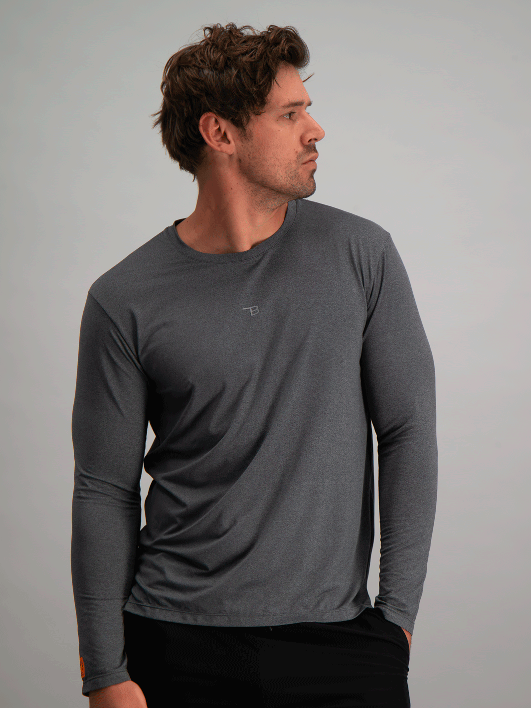 Burnt Studios Men Kyoto Training Long Sleeve Shirt in Grey