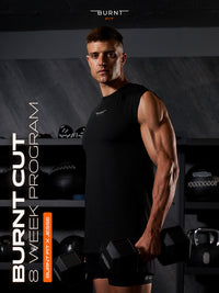 Cover of Burnt Cut men’s gym workout ebook with Jesse Pretorius featuring a 6 day split resistance training for Burnt Fit.