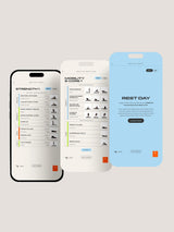 Phone mockup displaying various sessions from the Zero to 10k program, including a run session, mobility session, and strength training, tailored for beginner runners.