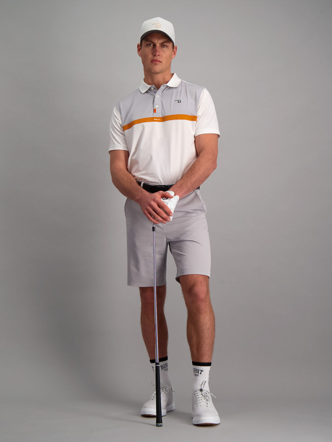 Mens Golf Shirt - White/Grey