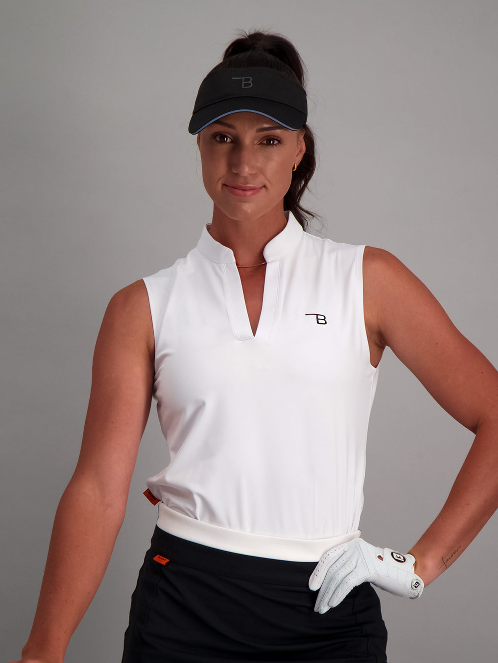 Womens Golf Sleeveless Polo - White