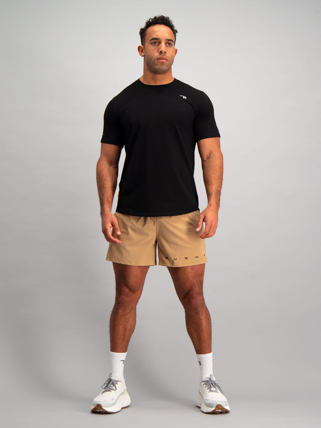 Burnt Studios Activewear Men Gym Bondi Training Shorts Sand Front Full