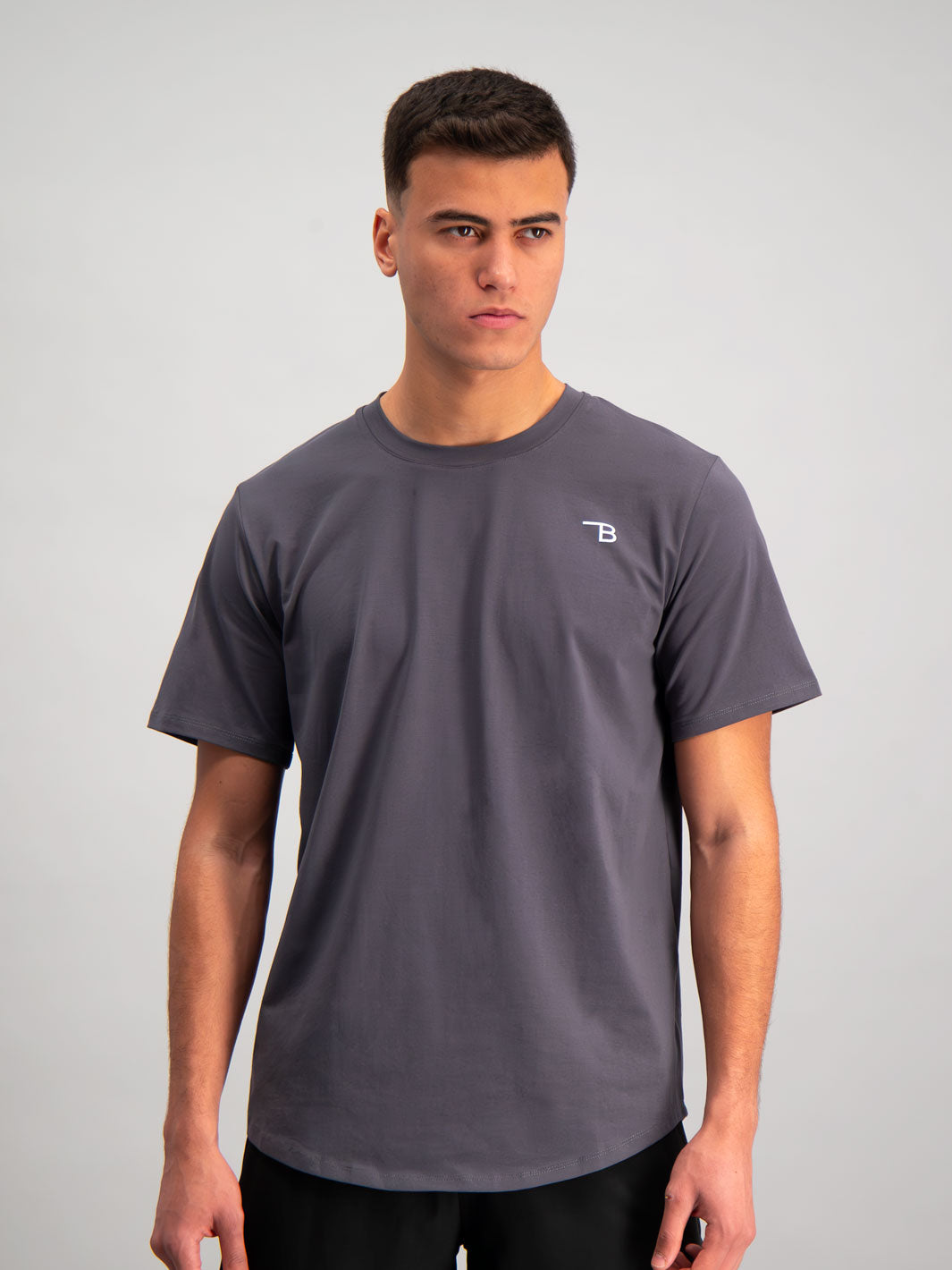 Burnt Studios Activewear Men Gym Brooklyn T Shirt Core Charcoal Front