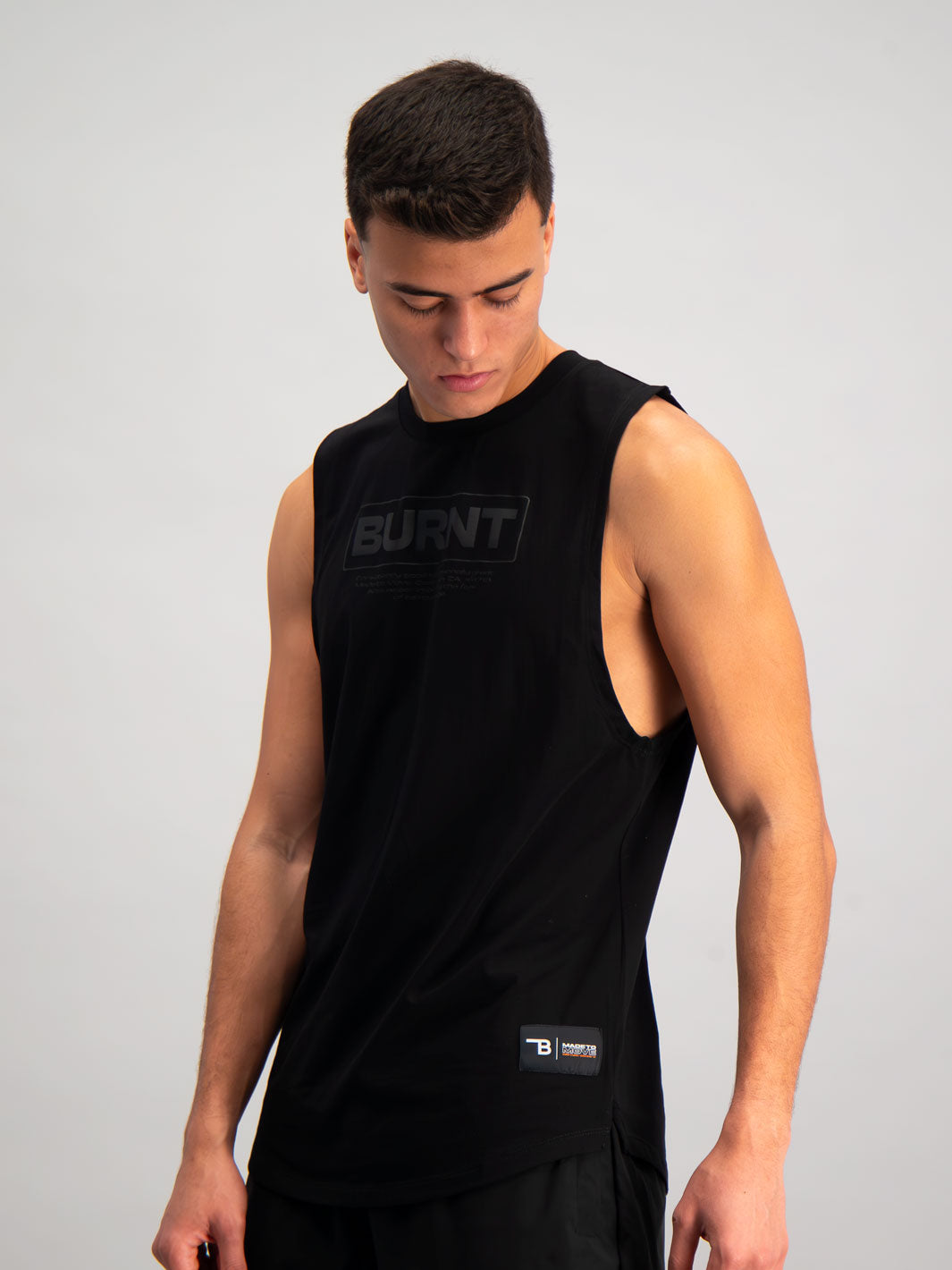 Burnt Studios Activewear Men Gym Detroit Training Tank Core Black Side