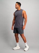 Burnt Studios Activewear Men Gym Detroit Training Tank Grey Full Front