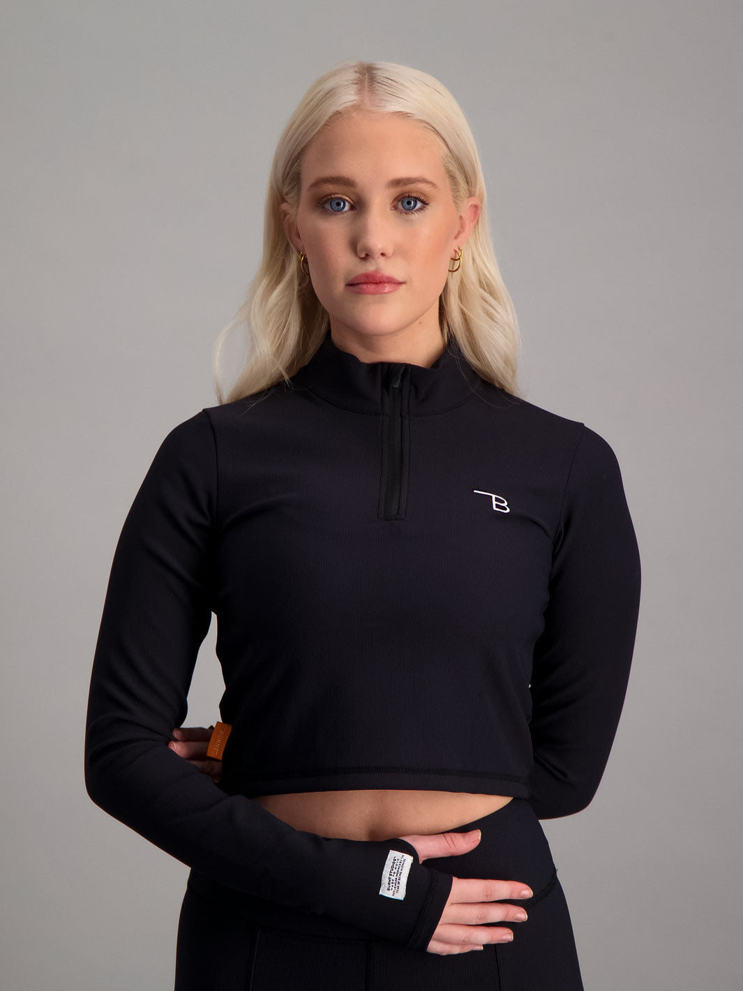 Sienna Quarter Zip Active Crop Top - Front View