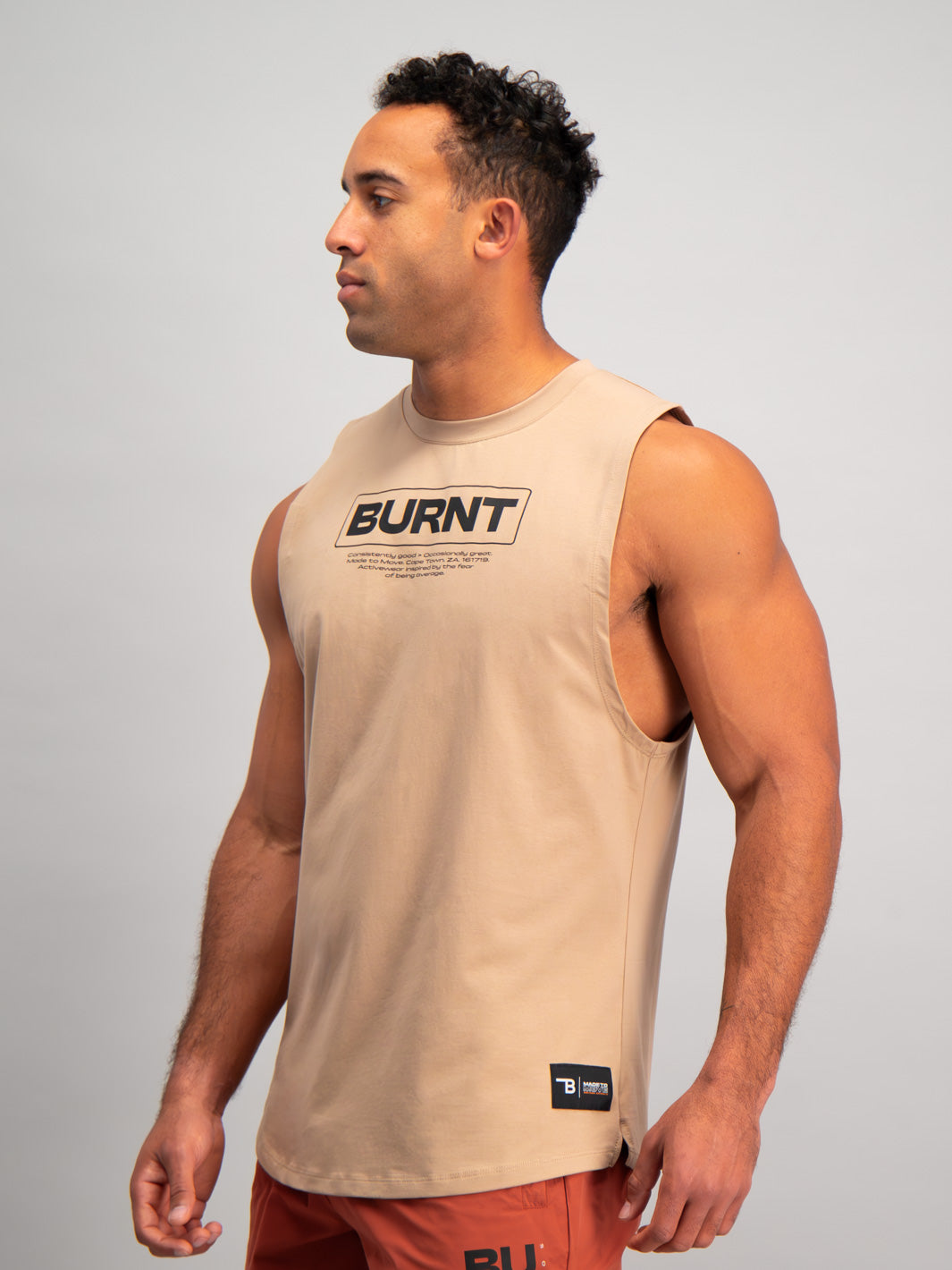 Burnt Studios Activewear Detroit Tank Core Coffee Side left