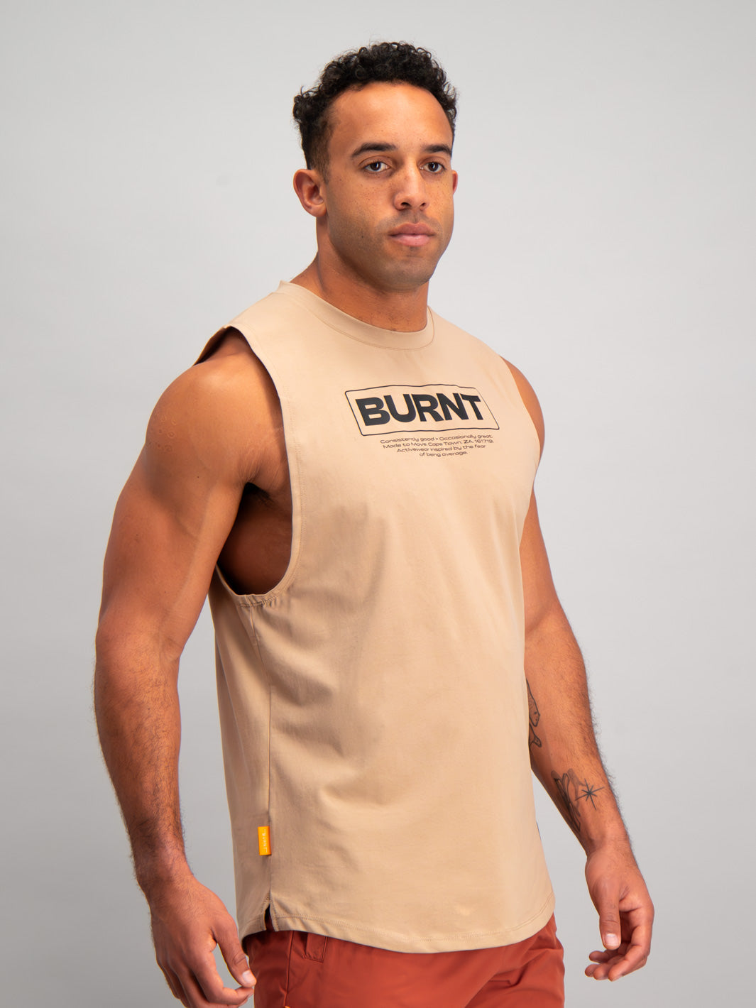 Burnt Studios Activewear Detroit Tank Core Coffee Side