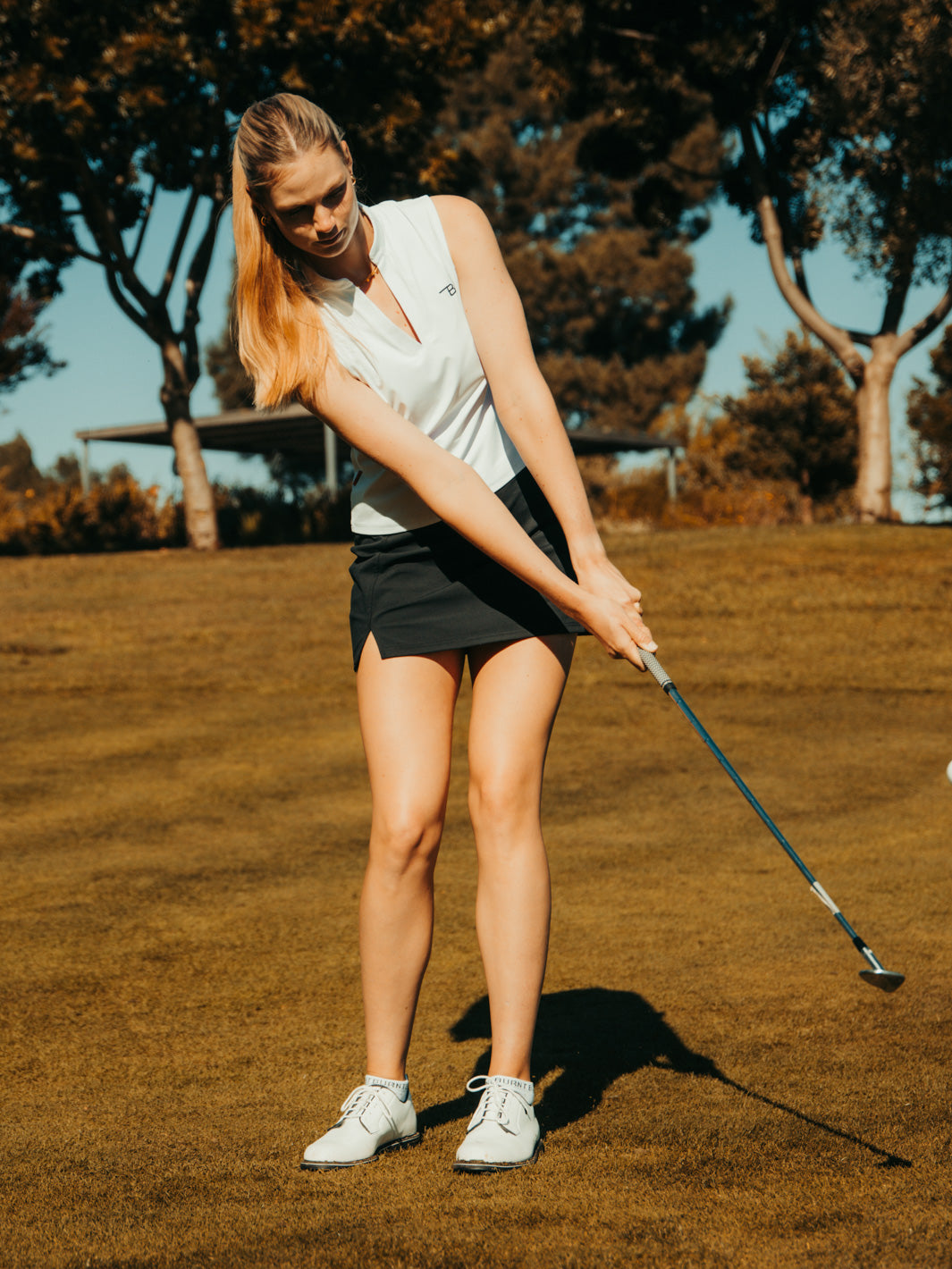 Womens Golf Sleeveless Polo - White