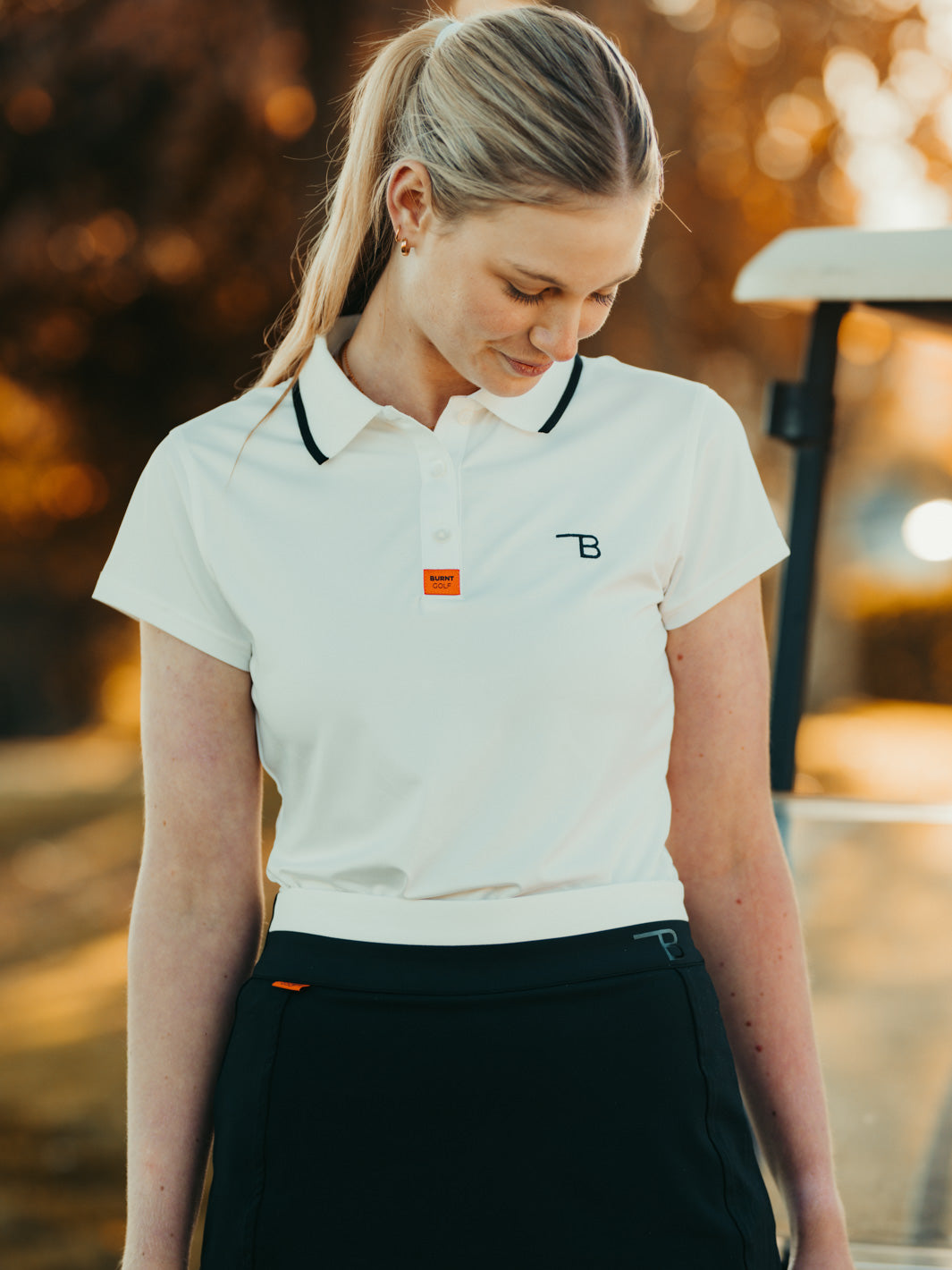 Women's Golf Polo in White | Burnt Pro