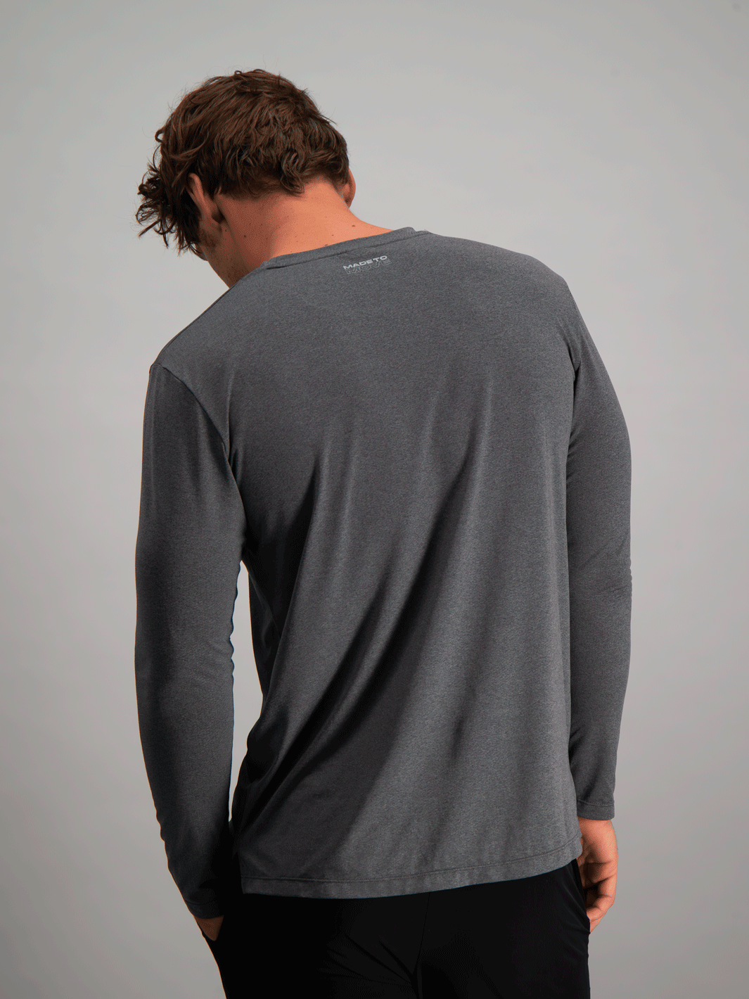 Burnt Studios Men Activewear Training Kyoto Long Sleeve in Charcoal Back