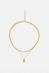 Stacked Necklace with Paperclip & Charm