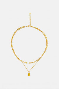 Stacked Necklace with Paperclip & Charm