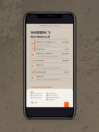 Example of the Full Marathon Kickstart program schedule, showing the structured breakdown of running sessions, strength workouts, mobility, and rest days for Week 1.