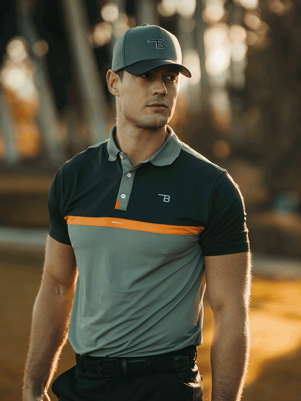 Men's Golf Shirt in Charcoal/Black | Burnt Pro