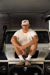 Headline Sock - White & Red